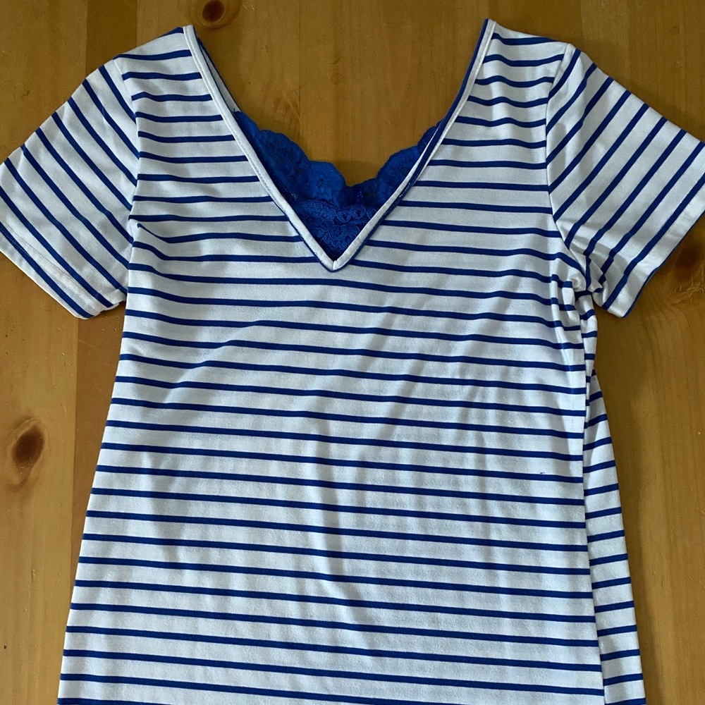 Blue and white stripe shirt